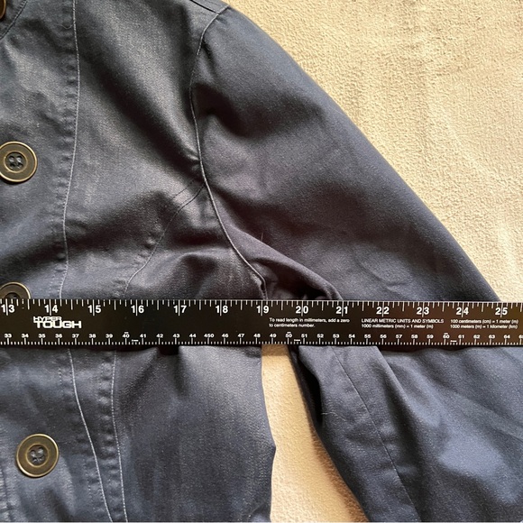 Navy Ruffled Button-Up Jacket - Picture 5 of 8